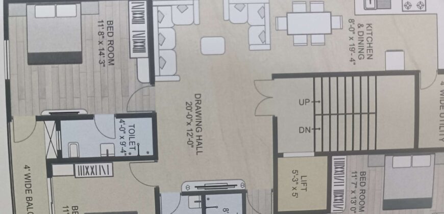 3 BHK 1165 sq.ft flat manish nagar, nagpur